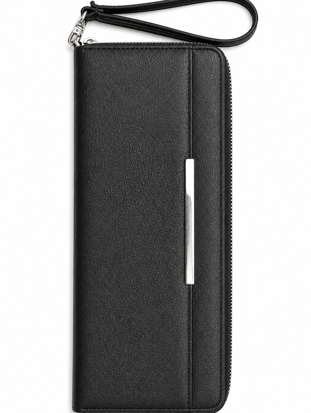 Apt. 9 Black Zip-Around Wristlet Wallet with Silver Hardware